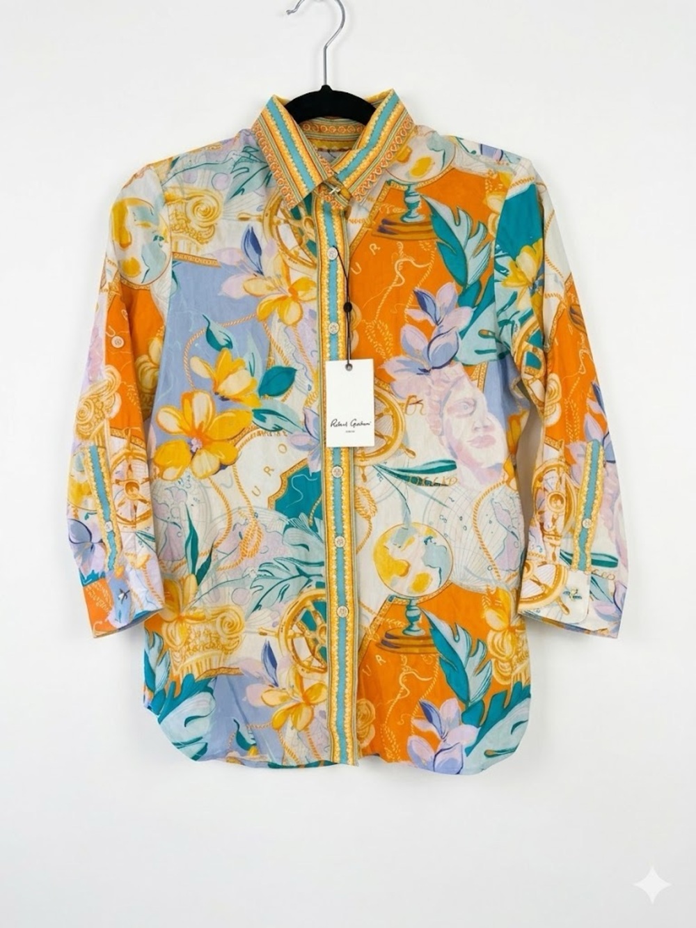 Robert Graham Multicolor Hadley Button Down Shirt Starfish Buttons New w Tags S